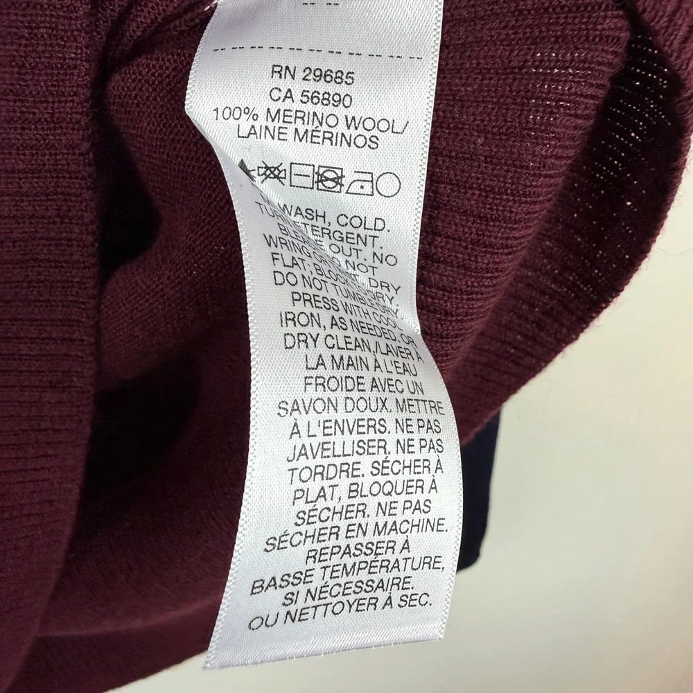 Pendleton Merino Wool Turtleneck Sweater Colorblock Burgundy Navy Preppy P S